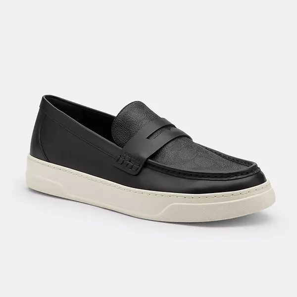 Giày Lười Nam Coach Hybrid Loafer With Signature Canvas CBX05 Màu Đen Size 7