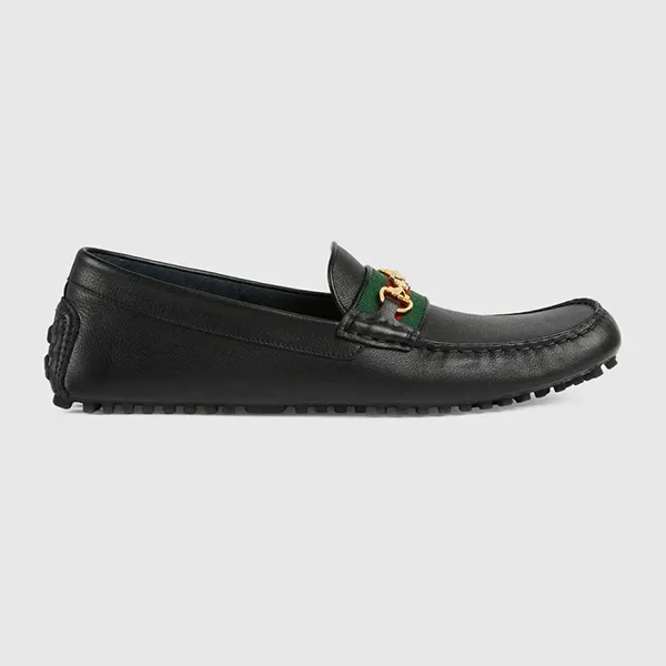 Giày Lười Nam Gucci Men's Driver With Web 624698 1XH10 1066 Màu Đen Size 5