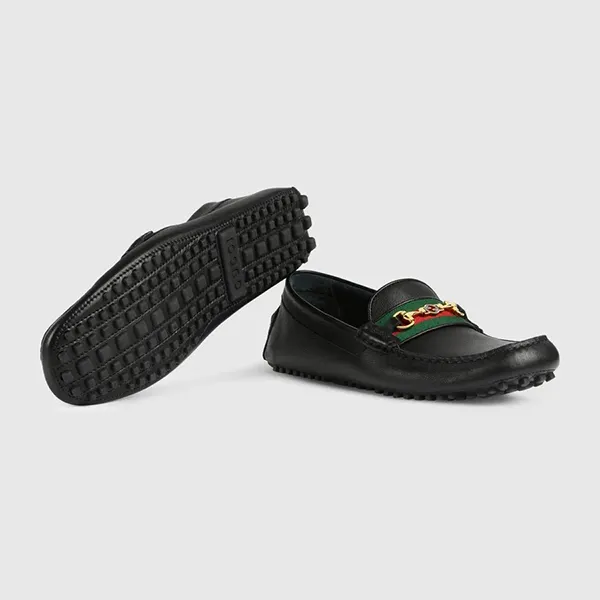 Giày Lười Nam Gucci Men's Driver With Web 624698 1XH10 1066 Màu Đen Size 5