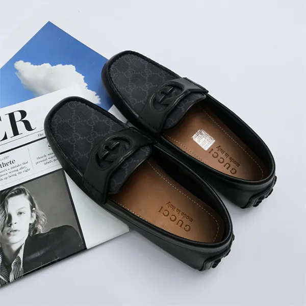 Giày Lười Nam Gucci Mocca Interlocking G Monogram In Grey 730148 AAB7Z 10000 Màu Xám Size 5