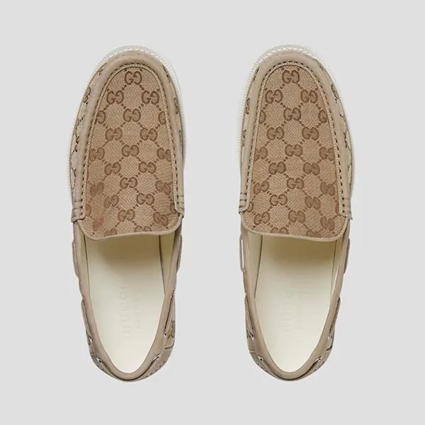Giày Lười Nam Gucci Original GG Canvas Leather Beige 786485 FADJG 9747 Loafer Màu Be Size 6.5