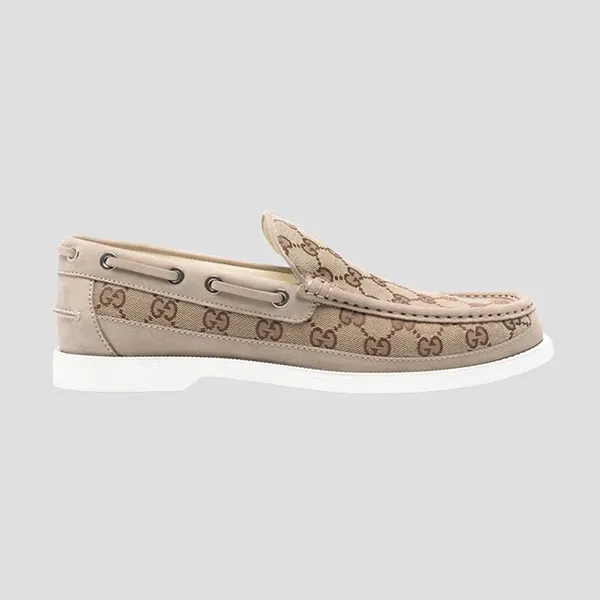 Giày Lười Nam Gucci Original GG Canvas Leather Beige 786485 FADJG 9747 Loafer Màu Be Size 6.5