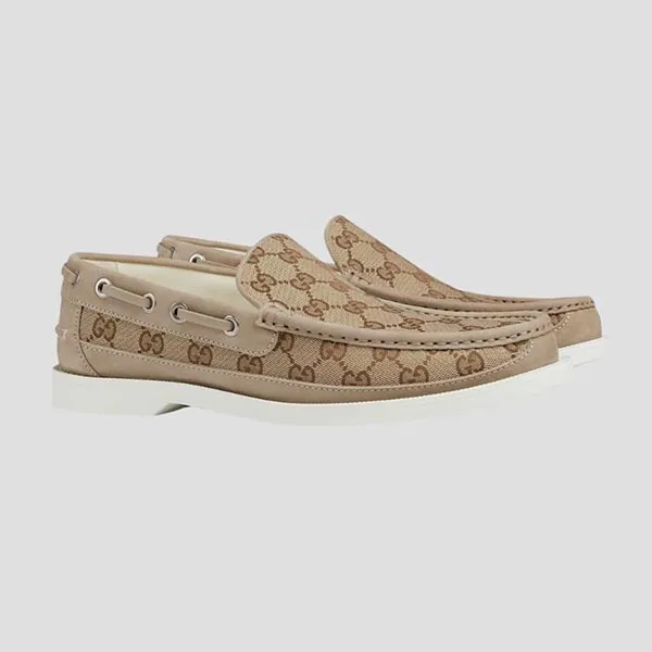 Giày Lười Nam Gucci Original GG Canvas Leather Beige 786485 FADJG 9747 Loafer Màu Be Size 6.5