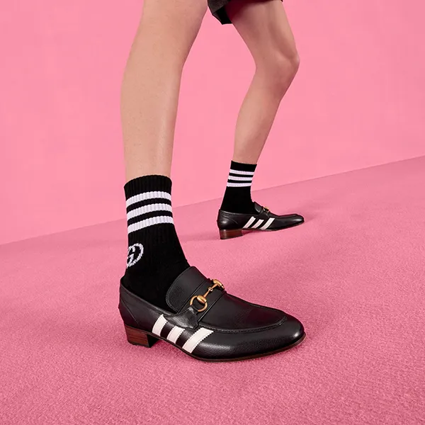 Giày Lười Nam Gucci X Adidas Loafer Black Leather 702283-1DOQ0-1061 Màu Đen Size 40.5