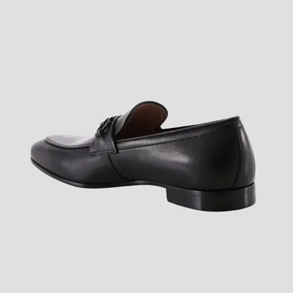 Giày Lười Nam Salvatore Ferragamo Asten Black Smooth Leather Horsebit Loafer 734544 Màu Đen Size 6.5