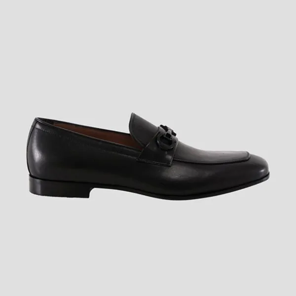 Giày Lười Nam Salvatore Ferragamo Asten Black Smooth Leather Horsebit Loafer 734544 Màu Đen Size 6.5