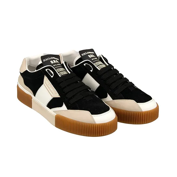 Giày Sneaker Nam Dolce & Gabbana D&G Logo Low Top Shoes Miami CS1694-AA333-8L759 Màu Đen Trắng Size 6