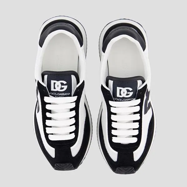 Giày Sneaker Nam Dolce & Gabbana DG Cushion Mixed-material Black/White CS2288 A5355 8I050 Màu Đen Trắng Size 40