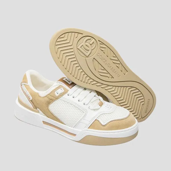 Giày Sneaker Nam Dolce & Gabbana New Roma Low-top In White&Beige CS2241 AR755 89690 Màu Be Trắng Size 40