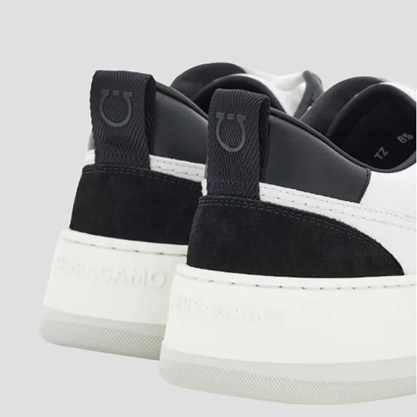Giày Sneaker Nam Salvatore Ferragamo Suede Patch Skate Black 030568 Màu Đen Trắng Size 8.5