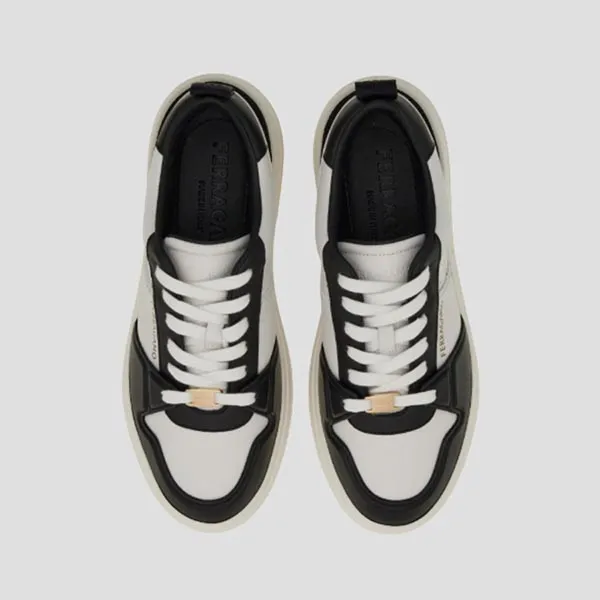 Giày Sneaker Nam Salvatore Ferragamo Suede Patch Skate Black 030568 Màu Đen Trắng Size 8.5