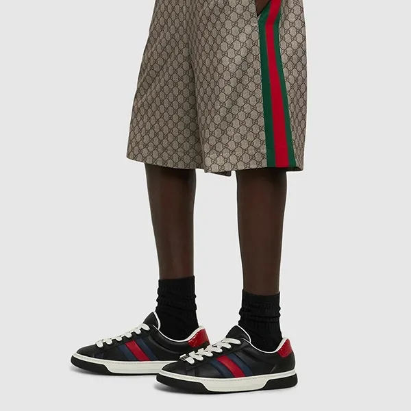 Giày Sneakers Nam Gucci Hyper Ace Leather 791394 Màu Đen Size 6