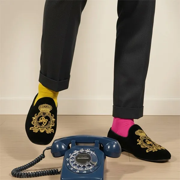 Giày Sục Nam Dolce & Gabbana D&G Black Slippers With Embroidered Crown A80191 Màu Đen Size 41