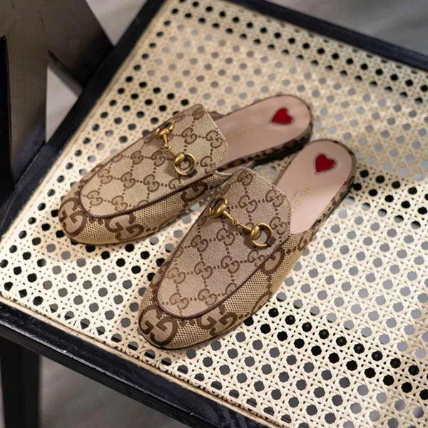 Giày Sục Nữ Gucci GG Princetown Slipper Camel Ebony Patent Leather 475094 UK060 2588 Màu Nâu Be Size 36.5