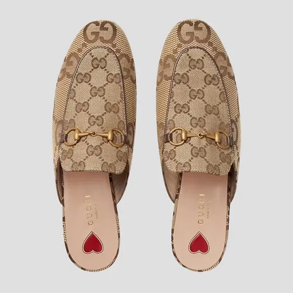 Giày Sục Nữ Gucci GG Princetown Slipper Camel Ebony Patent Leather 475094 UK060 2588 Màu Nâu Be Size 36.5
