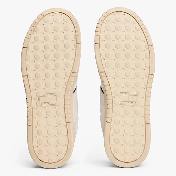 Giày Thể Thao Nam Tommy Hilfiger Suede Mixed Texture Cupsole Trainers EM01669 - 970 Màu Trắng Size 7.5