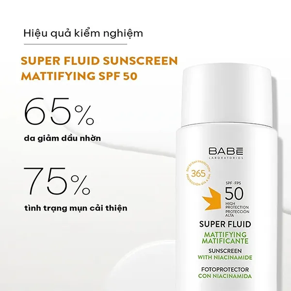 Kem Chống Nắng Babe Laboratorios Super Fluid Mattifying Sunscreen SPF50 50ml
