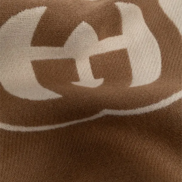 Khăn Choàng Gucci Wool Scarf With Logo Silk Carré Beige Ebony Màu Nâu Be