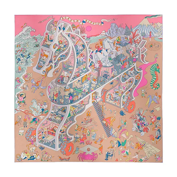 Khăn Nữ Hermès Academia Hippica Scarf 90 H004281SV06 Phối Màu