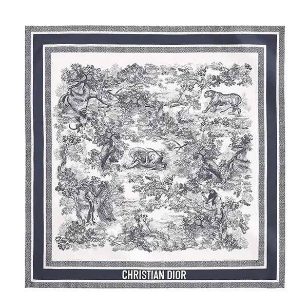 Khăn Lụa Nữ Dior Toile de Jouy Sauvage 90 Square Scarf Màu Trắng/Navy