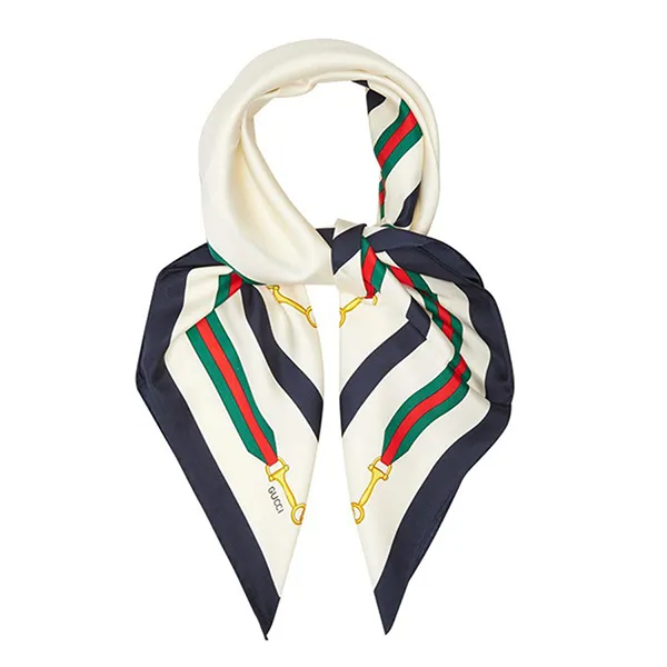 Khăn Lụa Nữ Gucci Horsebit Print Silk Scarf Phối Màu