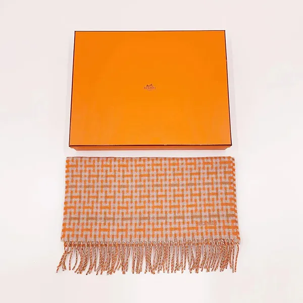 Khăn Quàng Cổ Nữ Hermès Cashmere Màu Cam