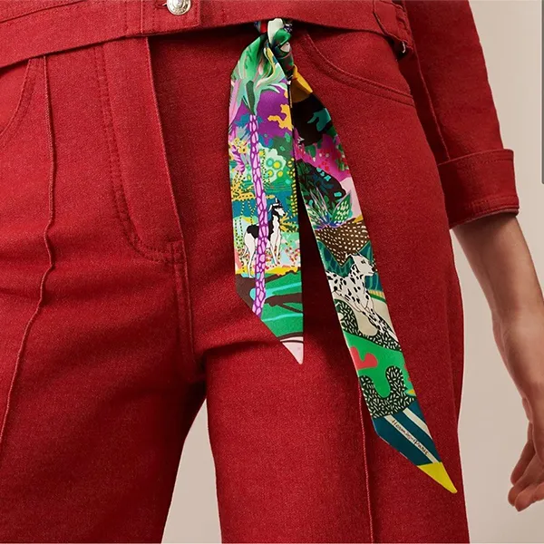 Khăn Lụa Nữ Hermès En Liberte Twilly Màu Xanh Green