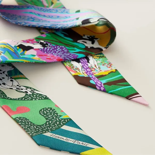 Khăn Lụa Nữ Hermès En Liberte Twilly Màu Xanh Green