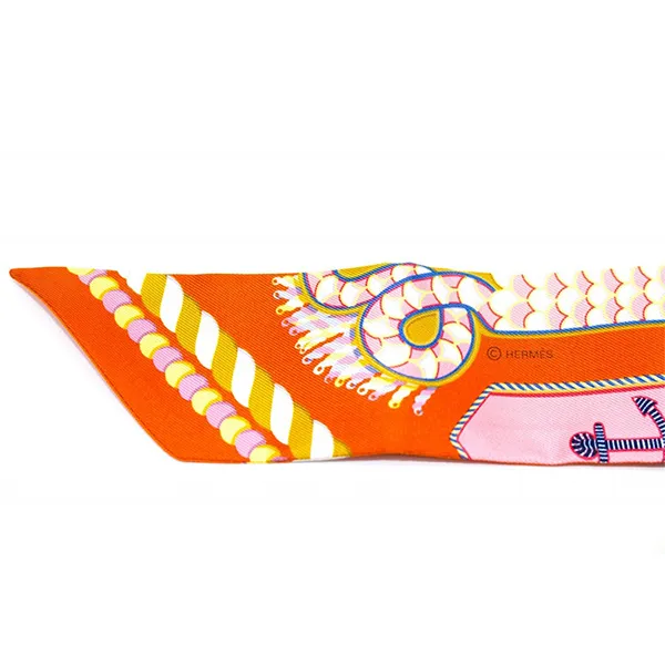 Khăn Lụa Nữ Hermès Epaulettes DE Gala Twilly Silk Silk & Scarf Màu Cam