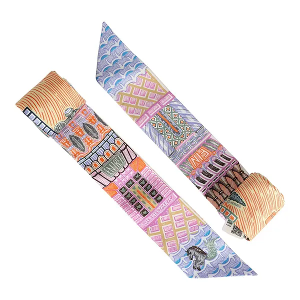 Khăn Lụa Nữ Hermès Super Silk Quest Orange Multi Silk Twilly Pair Màu Cam