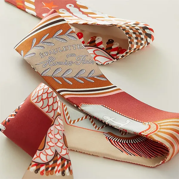 Khăn Lụa Nữ Hermès Twilly Epaulettes De Gala Màu Đỏ