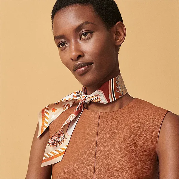 Khăn Lụa Nữ Hermès Twilly Epaulettes De Gala Màu Đỏ