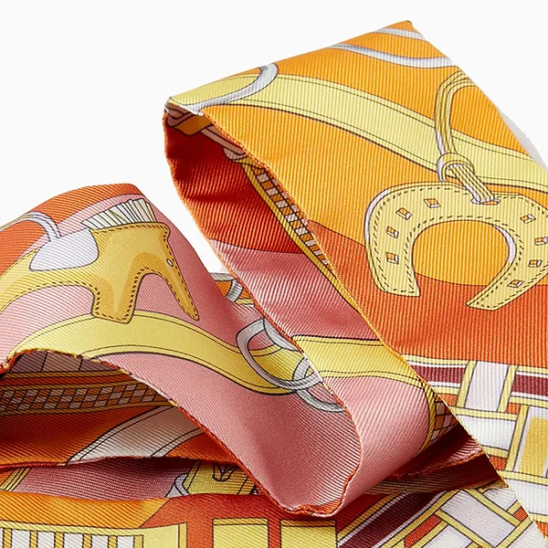 Khăn Lụa Nữ Hermès Unused Bride Gris Twilly Scarf In Silk Màu Vàng