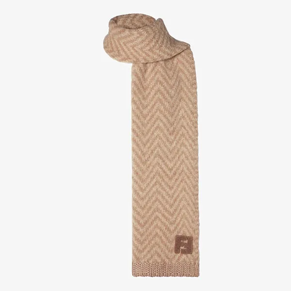 Khăn Quàng Cổ Fendi FF Scarf Brown Chevron Alpaca Scarf Màu Nâu