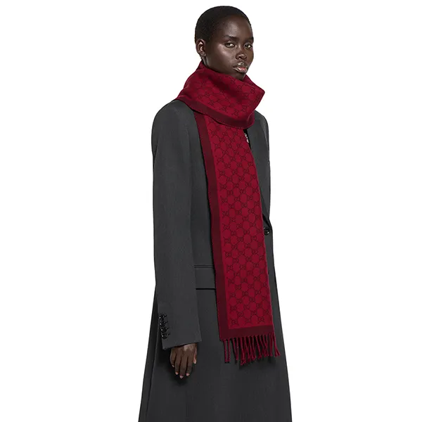 Khăn Quàng Cổ Gucci GG Wool Scarf 835534 3G200 6573 Màu Đỏ