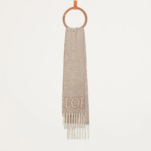 Khăn Quàng Cổ Loewe Alpaca-Blend Logo Scarf Màu Be