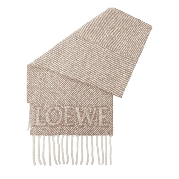 Khăn Quàng Cổ Loewe Alpaca-Blend Logo Scarf Màu Be