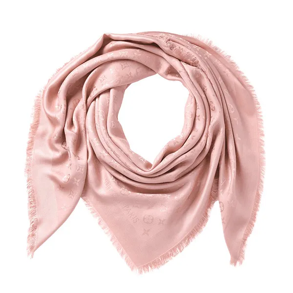 Khăn Quàng Cổ Nữ Louis Vuitton LV Monogram Shawl Natural M74441 Màu Hồng Nhạt