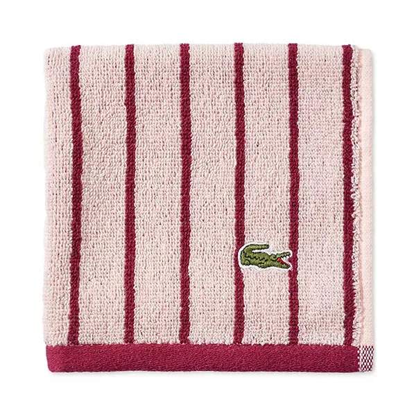 Khăn Tắm Lacoste Centre Mark Cotton Jacquard Stripe Hand Towel Pink 4000002388 Màu Hồng Sọc Đỏ Đô
