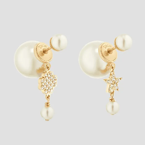 Khuyên Tai Nữ Dior Tribales Asymmetric Star Earrings E3715WOMCY_D03S Màu Trắng Vàng