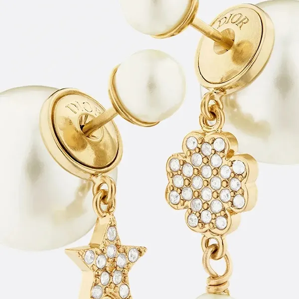 Khuyên Tai Nữ Dior Tribales Asymmetric Star Earrings E3715WOMCY_D03S Màu Trắng Vàng