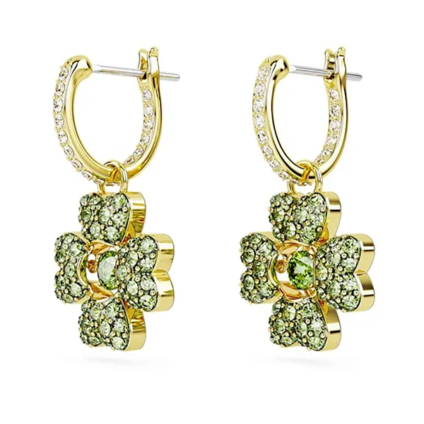 Khuyên Tai Nữ Swarovski Idyllia Drop Earrings Clover, Green, Gold-tone Plated 5670664 Màu Xanh Vàng