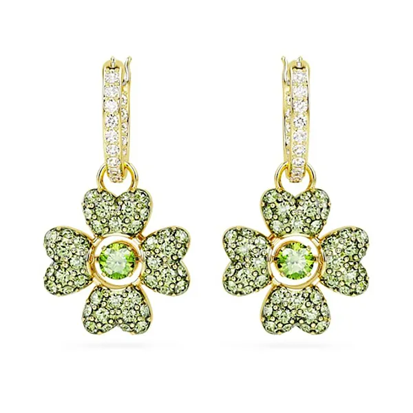 Khuyên Tai Nữ Swarovski Idyllia Drop Earrings Clover, Green, Gold-tone Plated 5670664 Màu Xanh Vàng