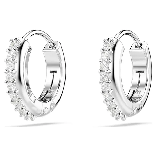 Khuyên Tai Nữ Swarovski Matrix Hoop Earrings Round Cut, White, Rhodium Plated 5690670 Màu Bạc