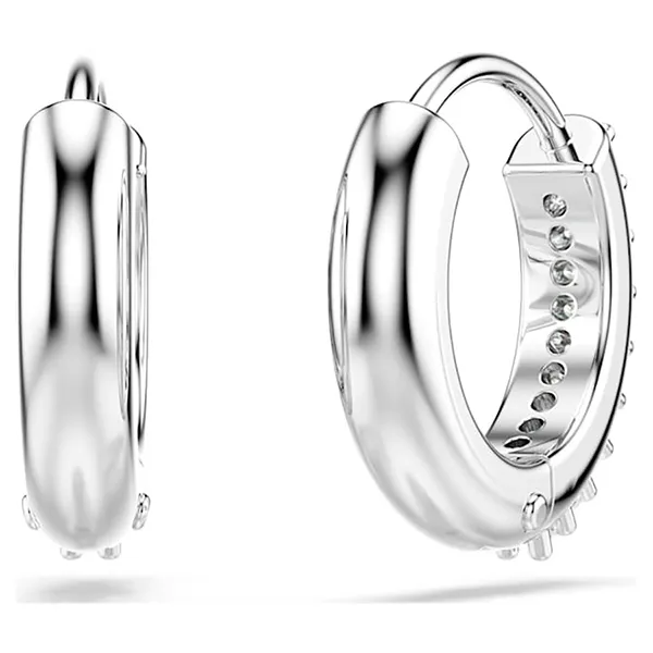 Khuyên Tai Nữ Swarovski Matrix Hoop Earrings Round Cut, White, Rhodium Plated 5690670 Màu Bạc