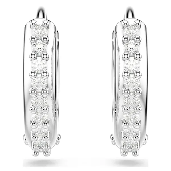 Khuyên Tai Nữ Swarovski Matrix Hoop Earrings Round Cut, White, Rhodium Plated 5690670 Màu Bạc