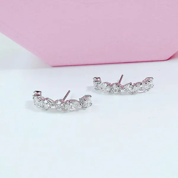Khuyên Tai Nữ Swarovski Rhodium Plated Tennis Deluxe Cubic Zirconia Cuff Earrings 5563322 Màu Bạc