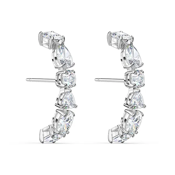 Khuyên Tai Nữ Swarovski Rhodium Plated Tennis Deluxe Cubic Zirconia Cuff Earrings 5563322 Màu Bạc