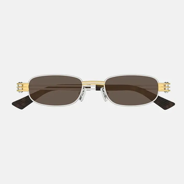 Kính Mát Bottega Veneta BV1381S 001 Silver Brown Lens Sunglasses Màu Nâu Bạc
