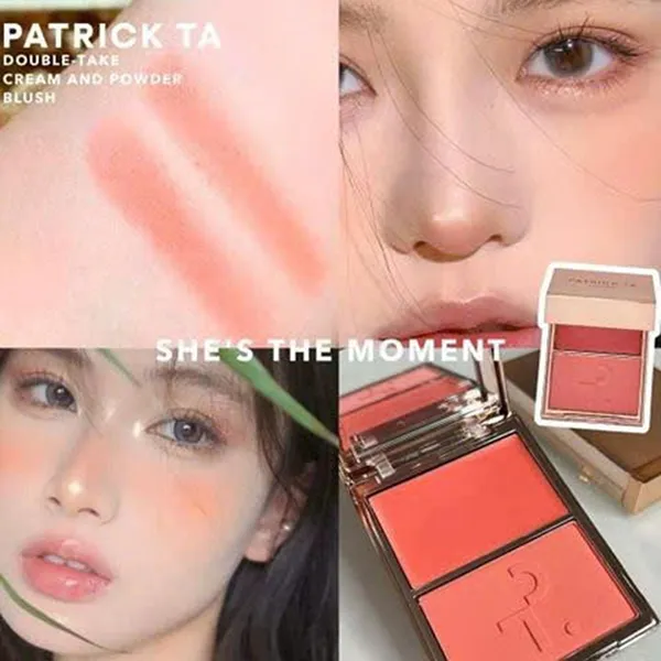 Phấn Má Hồng Patrick Ta Double-Take Cream And Power Blush Duo Màu She's The Moment Cam Đào